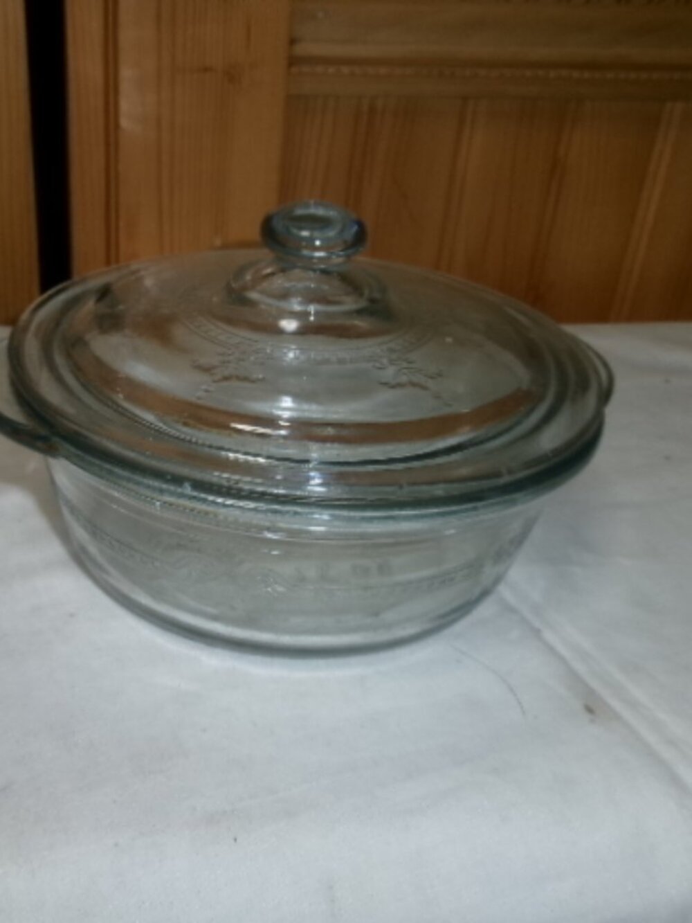 Vtg Philbe Fire king 6 in casserole dish in saphire covered mint
